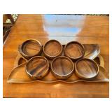 Vintage wooden bowls and serving tray