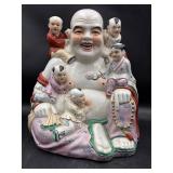 Vintage Chinese Laughing Buddha w/5 Children