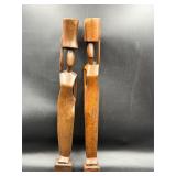 vintage hand-carved wooden African candle holders