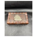 Vintage Wood Jewelry Box Japanese  Mayflower Ship