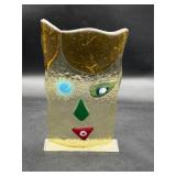 fused art glass sculpture - modern funny face
