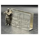 vintage pewter napkin / letter  holder