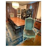 Vintage dining table 2 arm chairs 6 chairs
