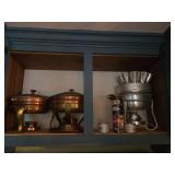 Vintage copper chafing dish cabinet lot