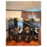 Chinese folding screen  bird floral motifs