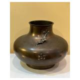 Japanese vase applied metalwork flowers buds