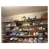 Large lot of assorted dishware kitchen wares