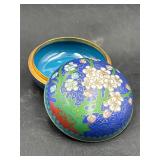 vintage Chinese round cloisonnï¿½ enamel trinket box