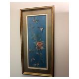 Vintage framed silk embroidery