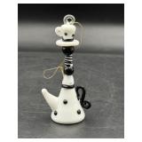 Art glass black and white glass teapot ornament