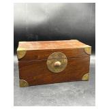 Vintage wooden box brass corner brackets