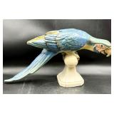 Cracked vtg Royal Dux Bohemia blue macaw parrot