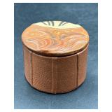 Signed leather wrapped trinket box