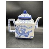 vintage blue and white Chinese porcelain teapot