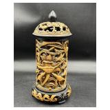 Vintage carved stone candle holder