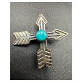 Sterling silver double arrow small pin brooch