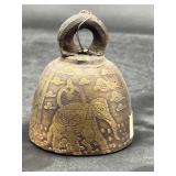vintage brass bell ceremonial elephant motif
