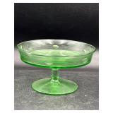 CANDY DISH-Green Etched Glass