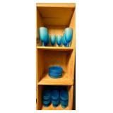 MCM Satin Frosted Cornflower Blue glasses & plates