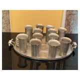 hammered aluminum tumblers, tray & coasters