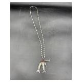 Vintage articulated fish necklace silver tone