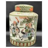 Chinese famille verte lidded jar