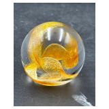 Signed art glass paperweight
