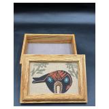 Vtg Navajo sand painting Zuni bear trinket box