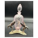 Hummingbird perfume bottle pink crackle glass