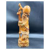 Vintage Chinese Shou Lao Wood Carving Longevity