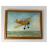 Wall art classic yellow biplane