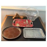 Vintage trays large glass basket candle holder