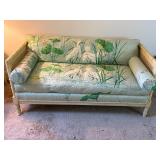 2nd floor Vtg bamboo & cane style sofa quilted