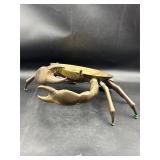 Heavy Large vintage brass crab trinket dish