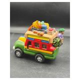 hand-painted Colombian Chiva bus pottery figurine