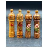 Vintage Bulgarian Carved Wooden Oil Bottle