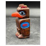 vintage hand-carved wooden bird totem figurine