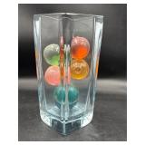 Vintage glass vase w glass balls