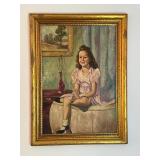 35x46ï¿½ vintage portrait painting of a young girl