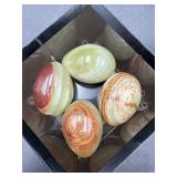 banded onyx eggs feature polished surfaces