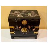 Vintage black lacquer jewelry chest