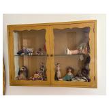Vintage wall display cabinet & dolls