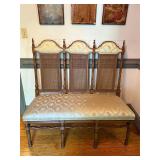 Vintage sette bench 48ï¿½ long stained fabric