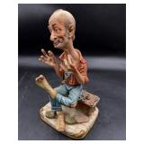 CAPODIMONTE FIGURE OLD MAN DARNING SOCKS FIGURINE