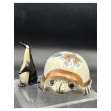 Art glass penguin & turtle pottery Mexico