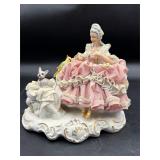 Vintage Dresden lace porcelain figurine flawed