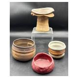 Pottery vases bowls trinket dish