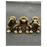 Milton & Lorie bejeweled 3wise monkeys trinket box