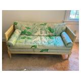 2nd floor Vtg bamboo & cane style sofa quilted