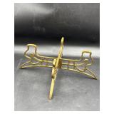 Chinese Interlocking Brass Plate Bowl Vase Stand